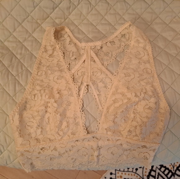 Lace Cross Back Bralette - Ivory - Picture 4 of 9